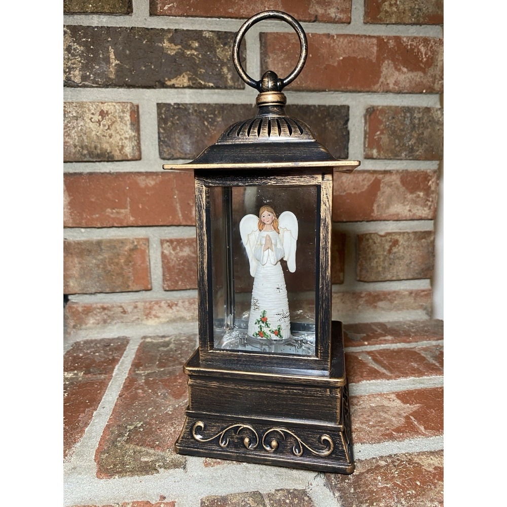 Lighted Angel Snow globe Lantern w/Motion Glitter - Battery powered